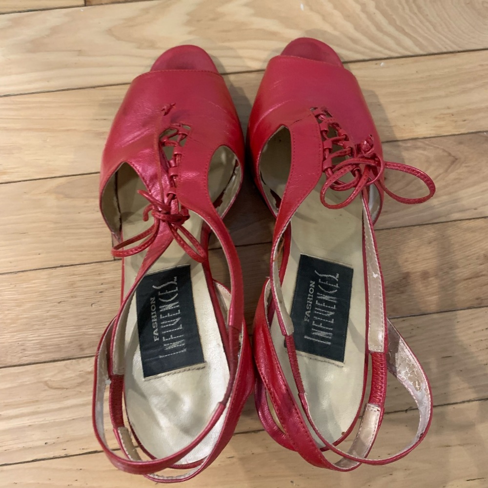 Red leather sandals